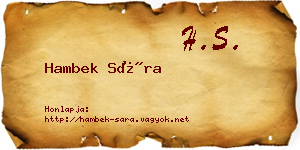 Hambek Sára névjegykártya