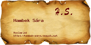 Hambek Sára névjegykártya